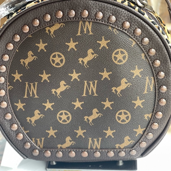 Montana West Signature Monogram Hair Calf Collection Circle Bag/ Crossbody - Picture 2 of 8